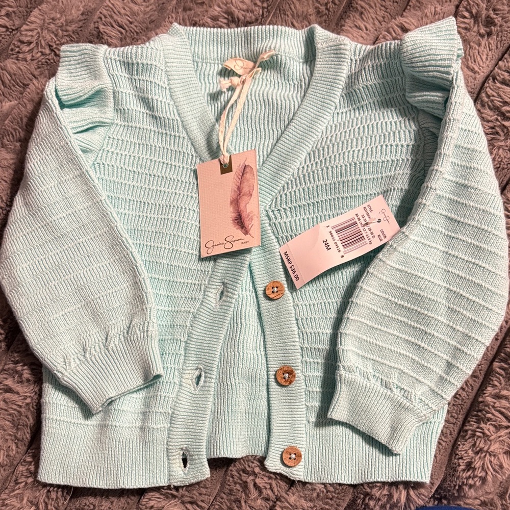 Jessica Simpson Knit Cardigan with Wooden Buttons 24months